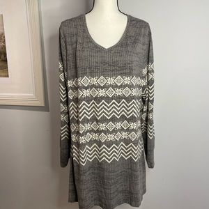 LulaRoe Gray & White Long Sleeve Shirt Top Size XL